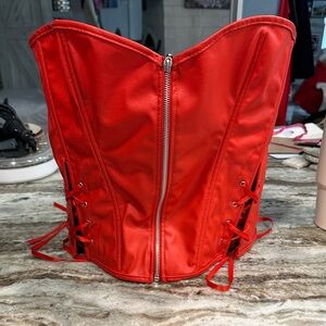 Charlotte Russe Red Lace-Up Corset